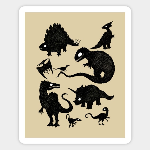 Silhoutted Dinosaurs Magnet by djrbennett